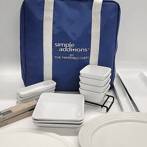 Perfect PAMPERED CHEF Simple Additions Fine Dishes Set w/Packing Case SAVE $$$$